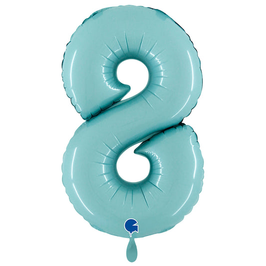 1 Ballon XXL - Cijfer 8 - Pastelblauw