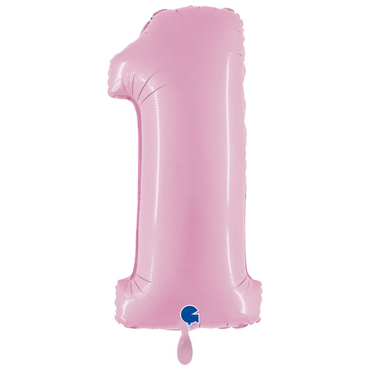 1 Ballon XXL - Nummer 1 - Pastelroze