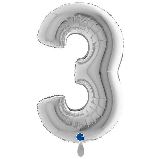 1 ballon XXL - Chiffre 3 - Argent