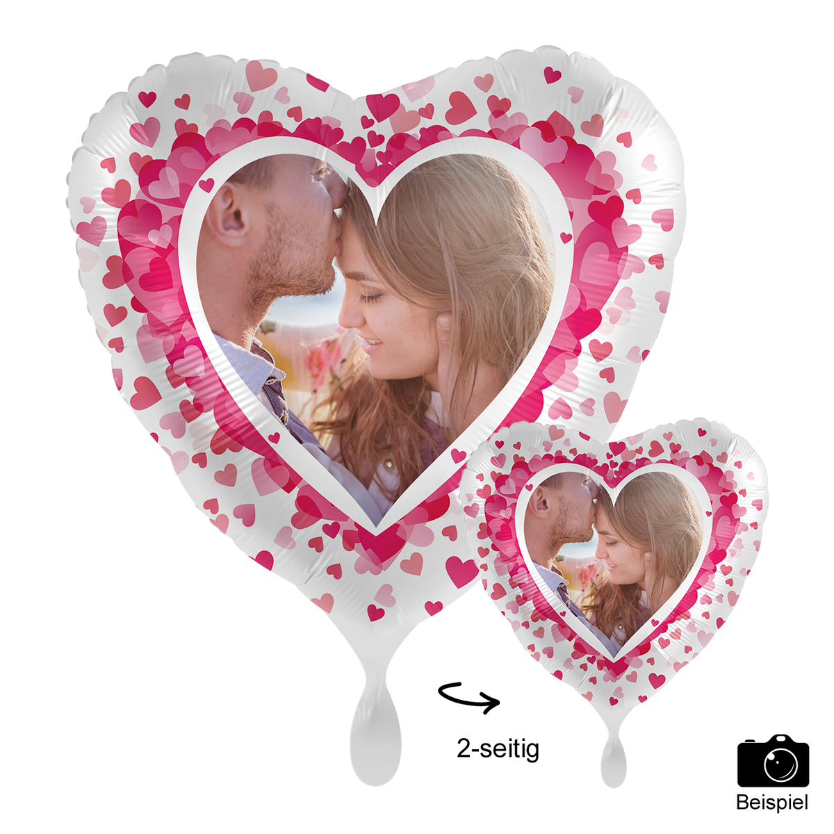 1 Ballon mit Foto - Pink Hearts