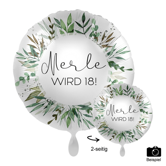 1 Ballon mit Text - Natural Greenery Birthday