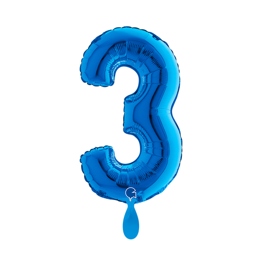 1 Ballon XS - Chiffre 3 - Bleu