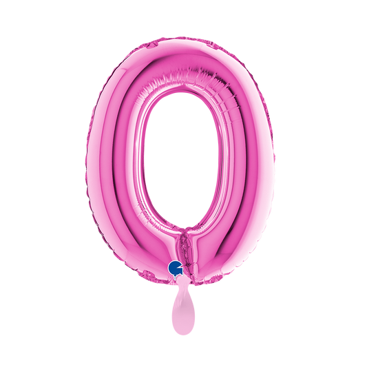1 Ballon XS - Chiffre 0 - Fuxia