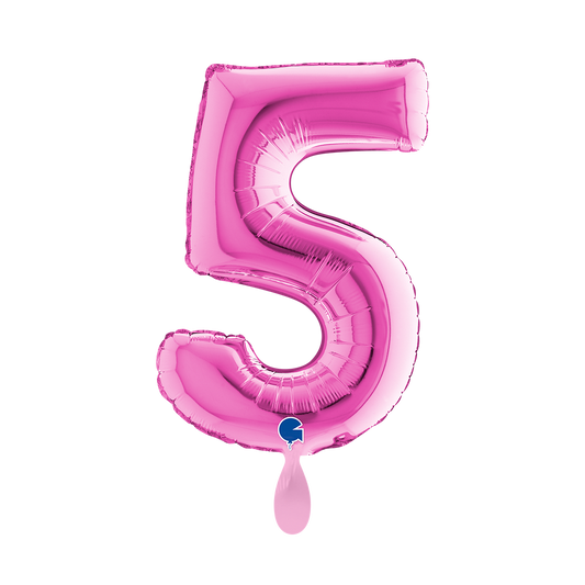 1 Ballon XS - Chiffre 5 - Fuxia