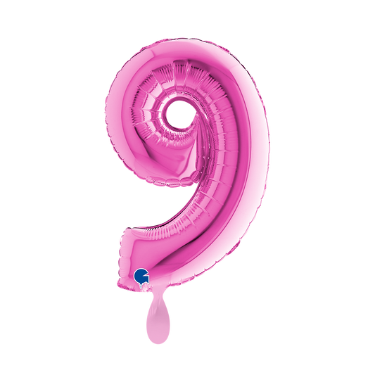 1 Ballon XS - Chiffre 9 - Fuxia