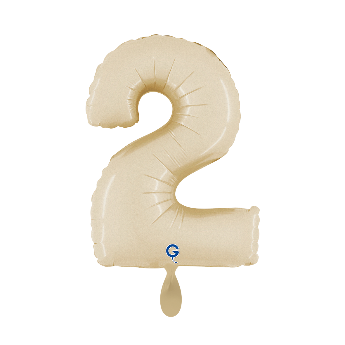 1 Ballon XS - Chiffre 2 - Crème Satiné