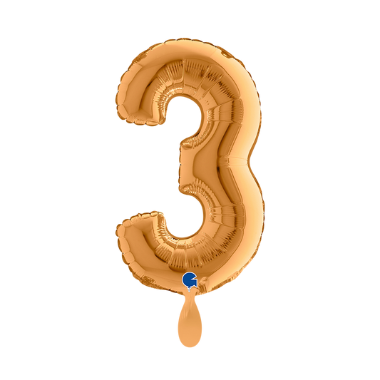 1 Ballon XS - Chiffre 3 - Or