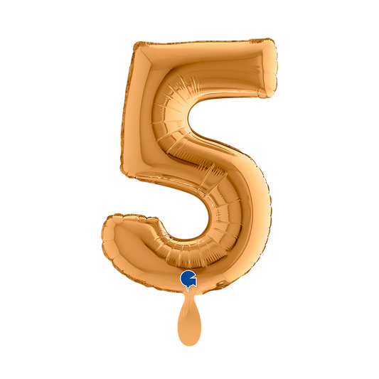 1 ballon XS - chiffre 5 - doré