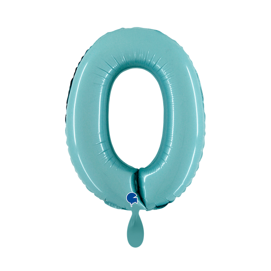 1 Ballon XS - Chiffre 0 - Bleu pastel