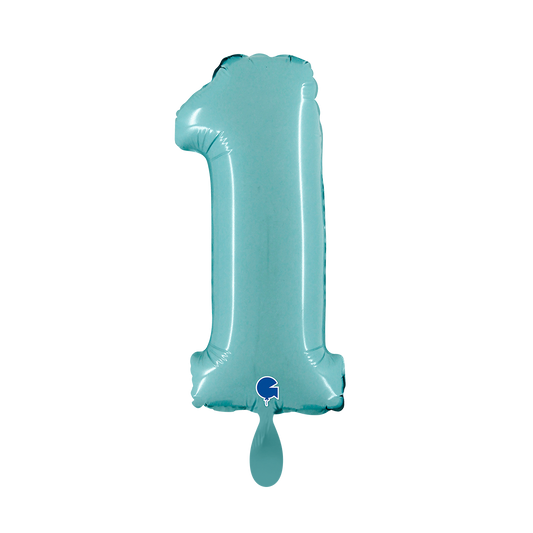 1 Ballon XS - Chiffre 1 - Bleu pastel
