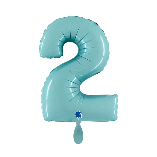 1 Ballon XS - Chiffre 2 - Bleu pastel