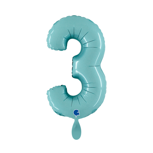 1 Ballon XS - Chiffre 3 - Bleu pastel