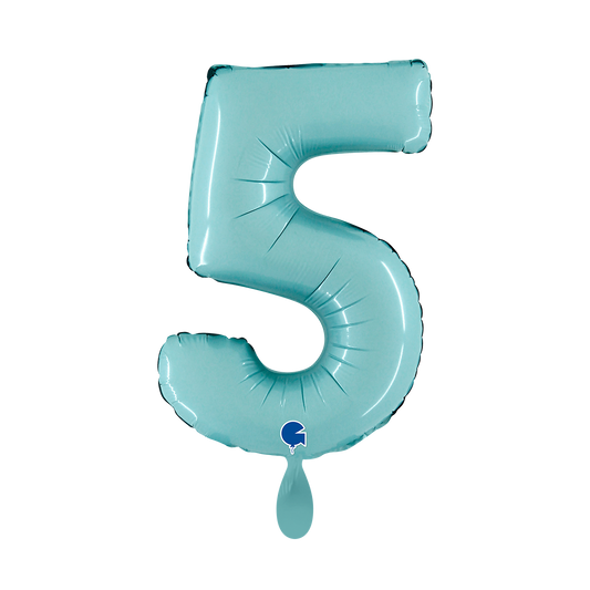 1 ballon XS - chiffre 5 - bleu pastel