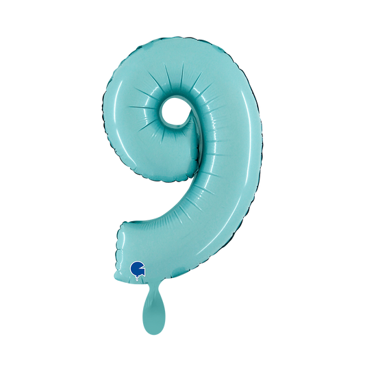 1 ballon XS - chiffre 9 - bleu pastel