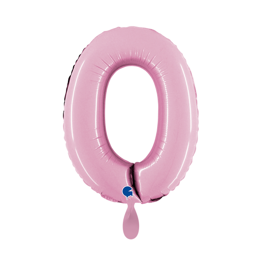 1 Ballon XS - Chiffre 0 - Rose pastel