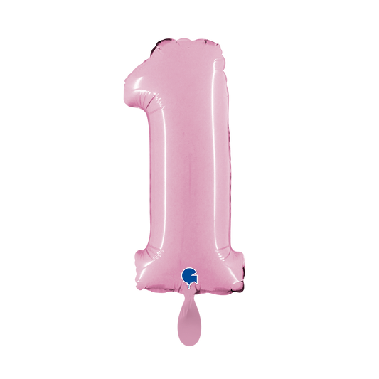 1 Ballon XS - Numéro 1 - Rose pastel