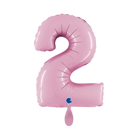 1 Ballon XS - Chiffre 2 - Rose Pâle