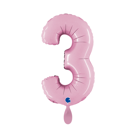1 Ballon XS - Chiffre 3 - Rose pastel