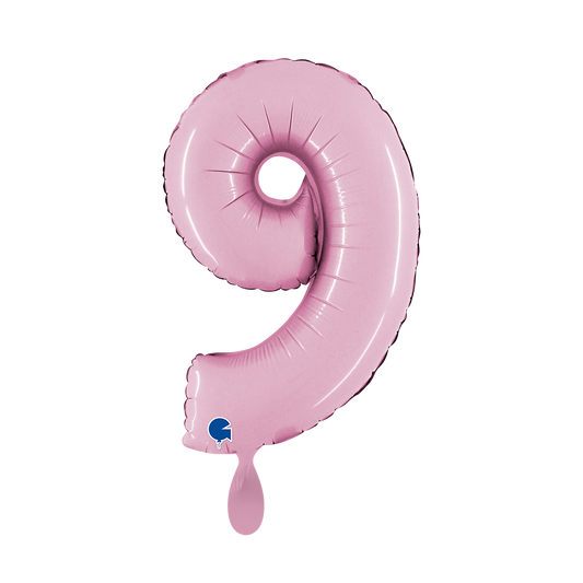 1 Ballon XS - Chiffre 9 - Rose Pastel