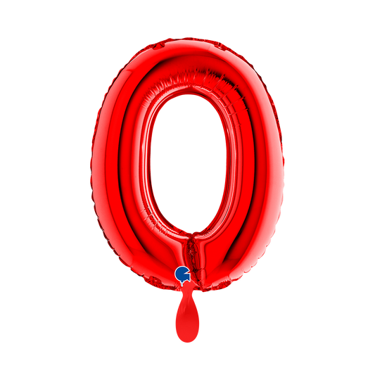 1 Ballon XS - Chiffre 0 - Rouge