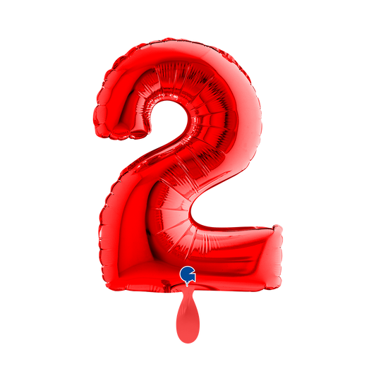 1 Ballon XS - Chiffre 2 - Rouge