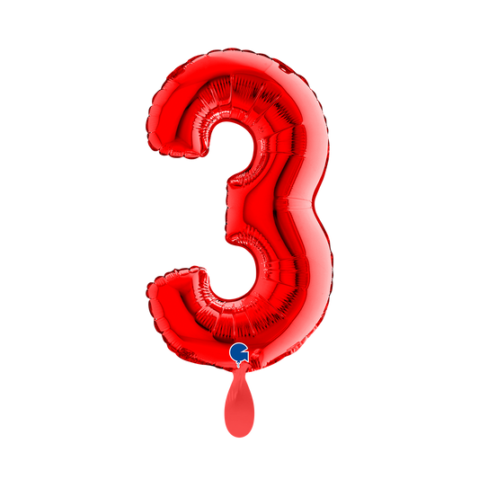 1 Ballon XS - Chiffre 3 - Rouge