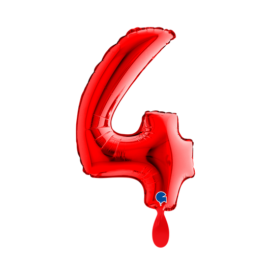 1 Ballon XS - Chiffre 4 - Rouge