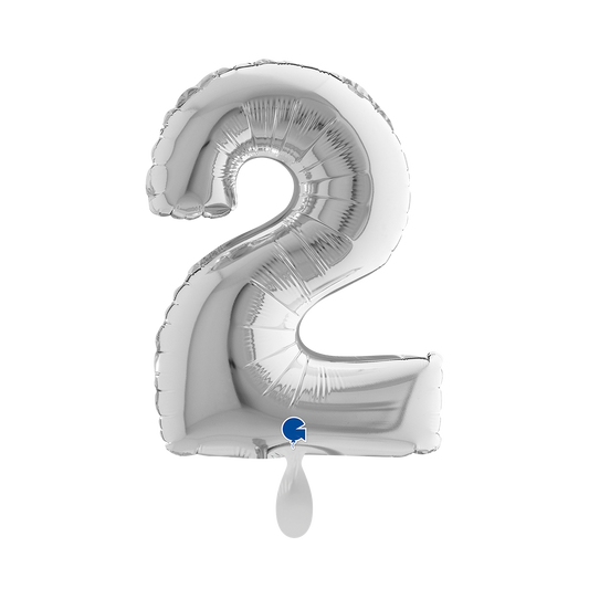 1 Ballon XS - Chiffre 2 - Argent