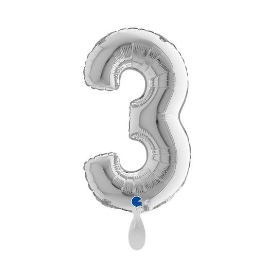 1 ballon XS - chiffre 3 - argent