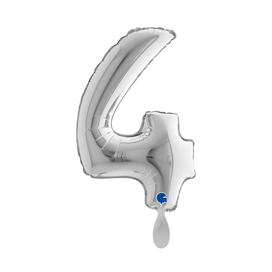 1 Ballon XS - Zahl 4 - Silber