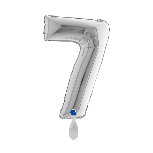 1 ballon XS - cijfer 7 - zilver