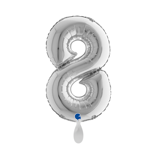 1 Ballon XS - Zahl 8 - Silber