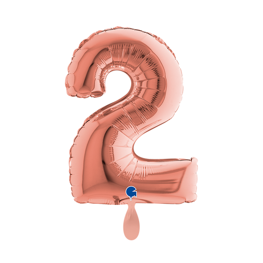 1 ballon XS – Chiffre 2 – Or rose