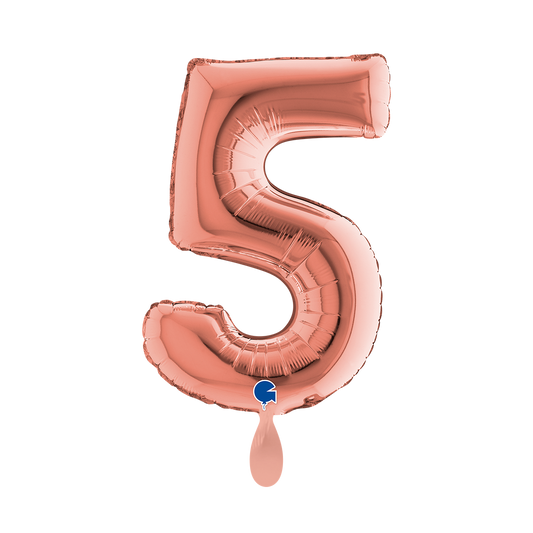 1 Ballon XS - Chiffre 5 - Or rose