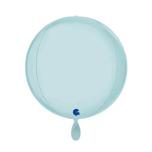 1 Ballon 4D - Globe - Bleu Pastel Satiné