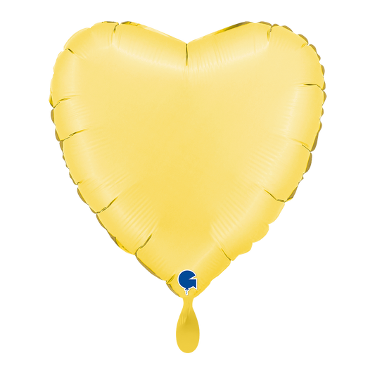1 Ballon - Cœur - Satin Jaune Banane