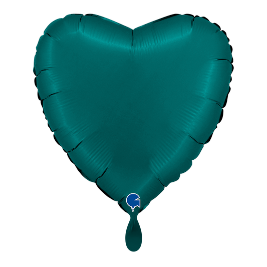1 Ballon - Hart - Satijn Smaragdgroen