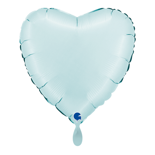 1 Ballon - Hart - Satijn Pastelblauw