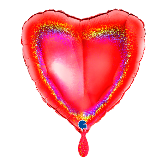 1 Ballon - Herz - Glitter Holografisch Rot