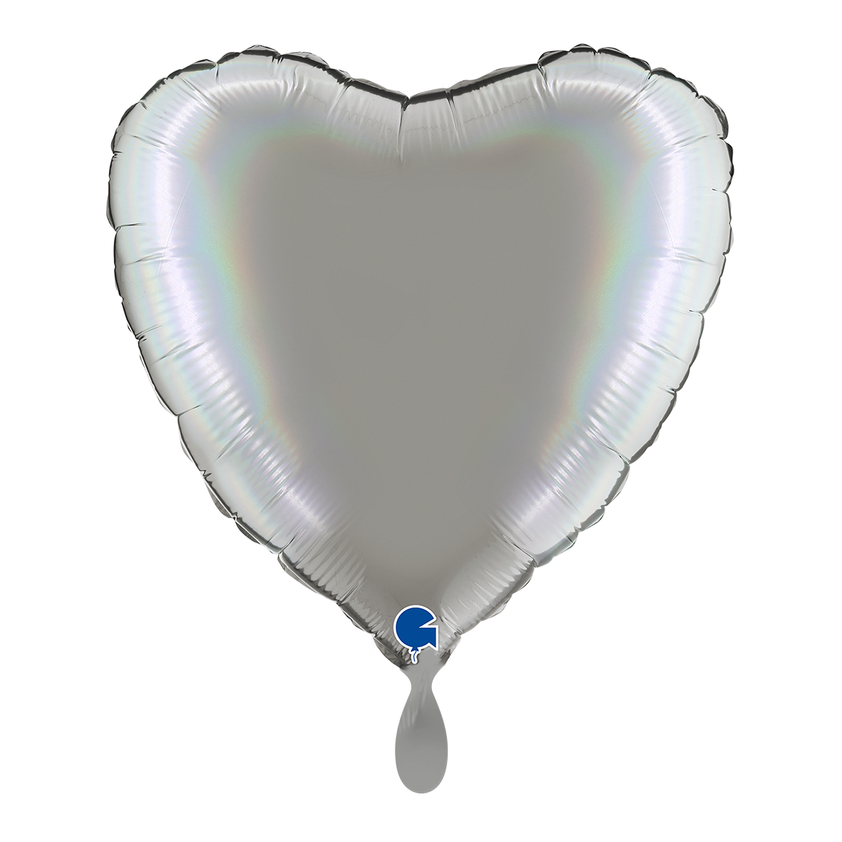 1 Ballon - Hart - Regenboog Holografisch Platina Puur