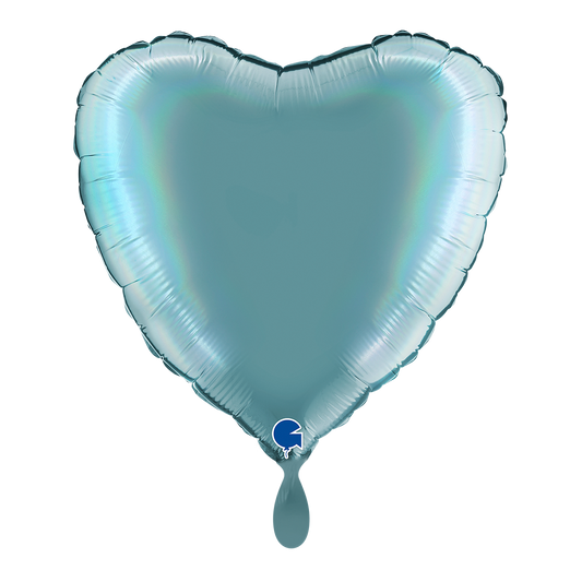 1 Ballon - Herz - Regenbogen Holographic Platinum Teneriffa Meer