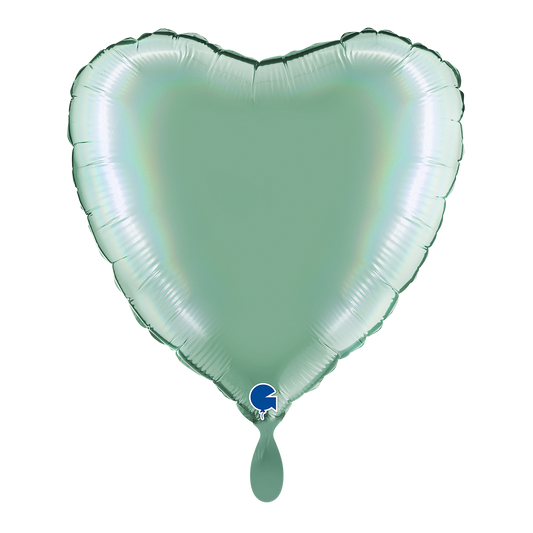 1 Ballon - Hart - Regenboog Holografisch Platina Tiffany