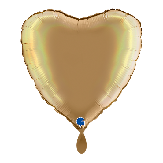 1 Ballon - Hart - Regenboog Holografisch Platina Champagne