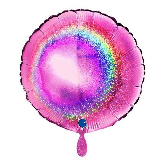 1 Ballon - Rond - Pailleté Holographique Fuxia