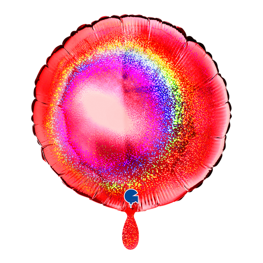 1 Ballon - Rond - Pailleté Holographique Rouge