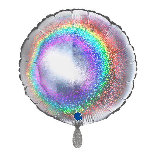 1 ballon - rond - argent holographique pailleté