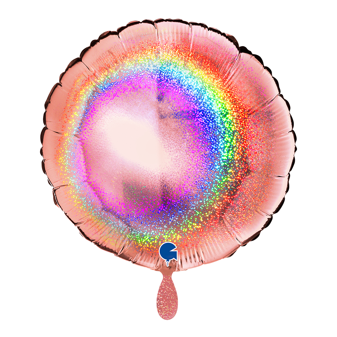 1 Ballon - Rond - Pailleté Holographique Or Rose