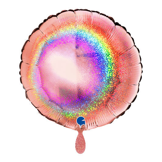 1 Ballon - Rond - Glitter Holografisch Roségoud