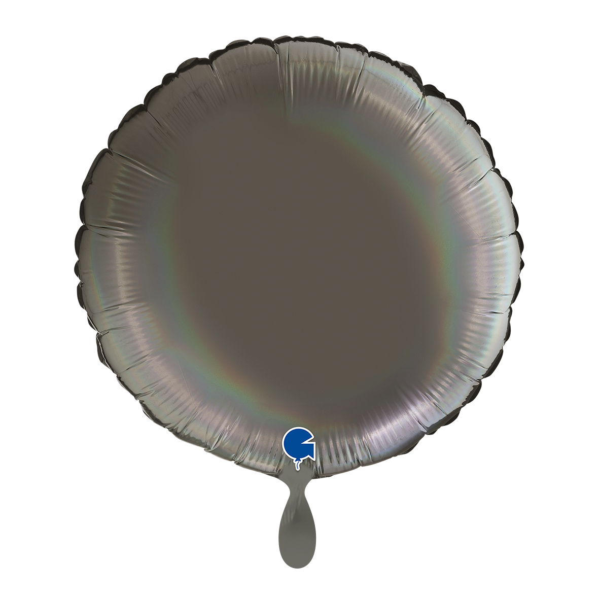 1 Ballon – Rond – Regenboog Holografisch Platina Grijs
