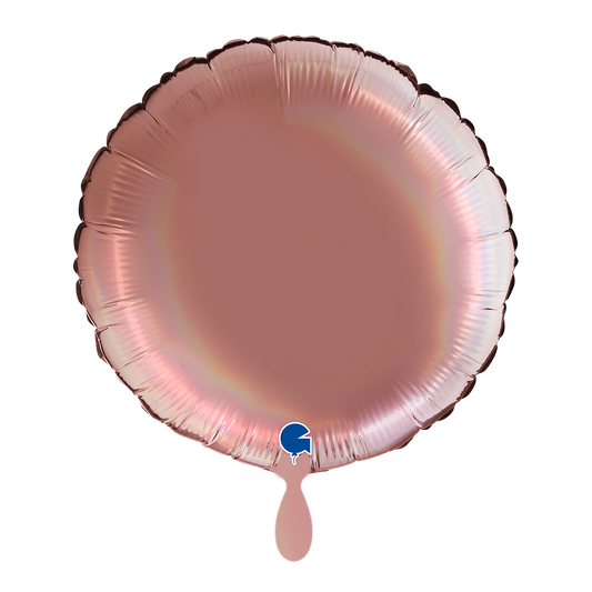 1 Ballon - Rond - Regenboog Holografisch Platina Rosé